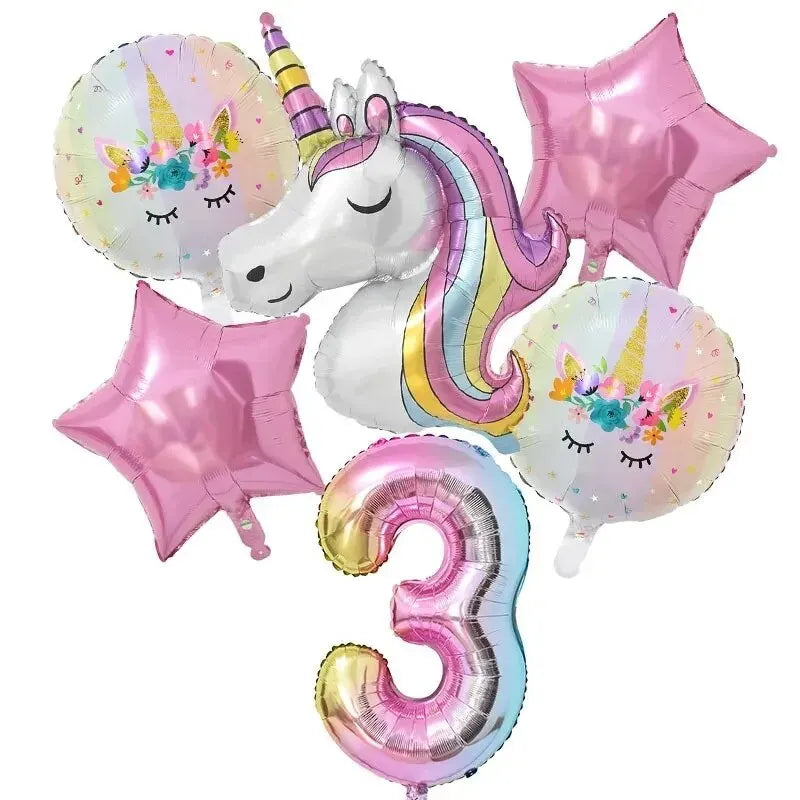 Ballong paket med unicorn och siffra