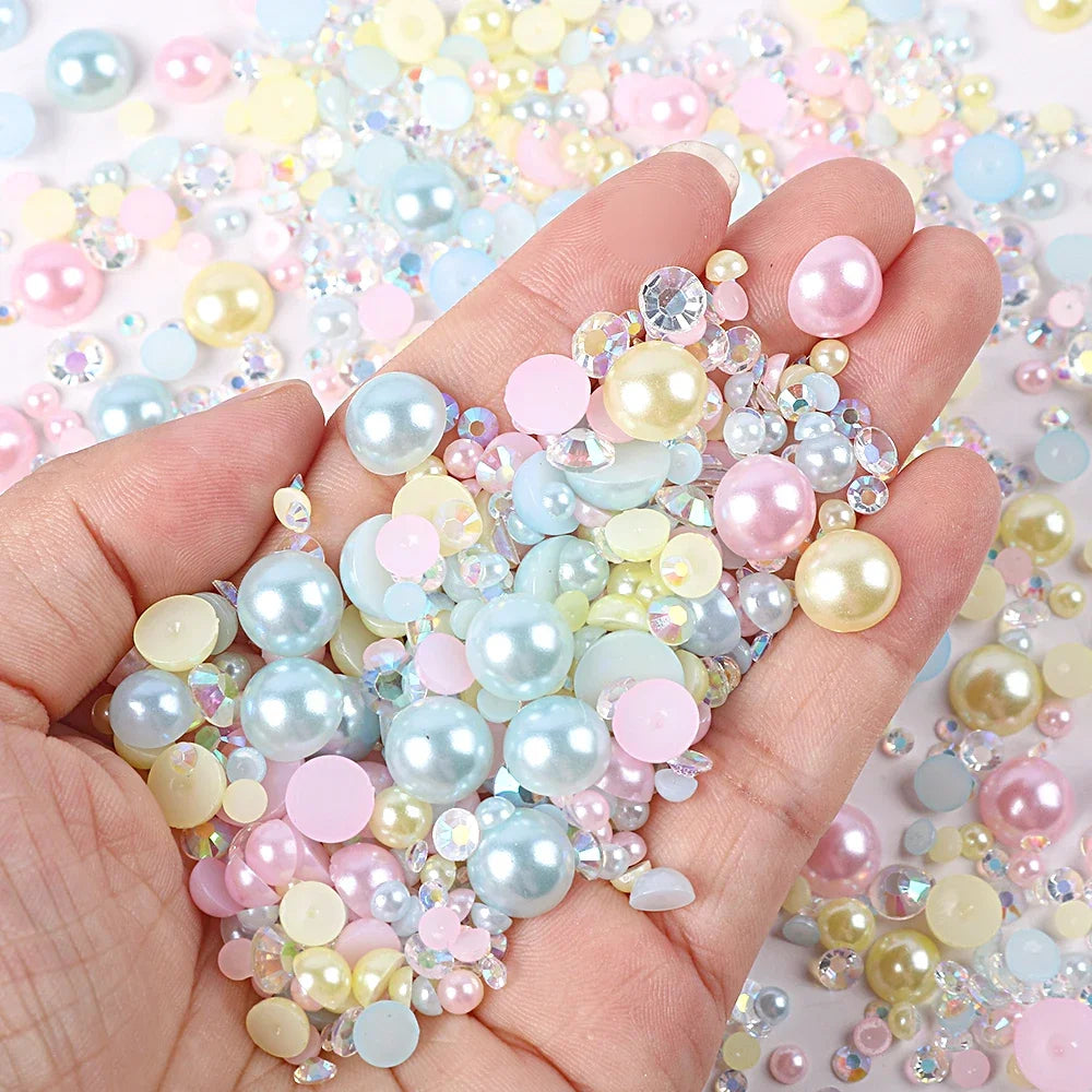 Mixed sizes and colors with Flatback beads