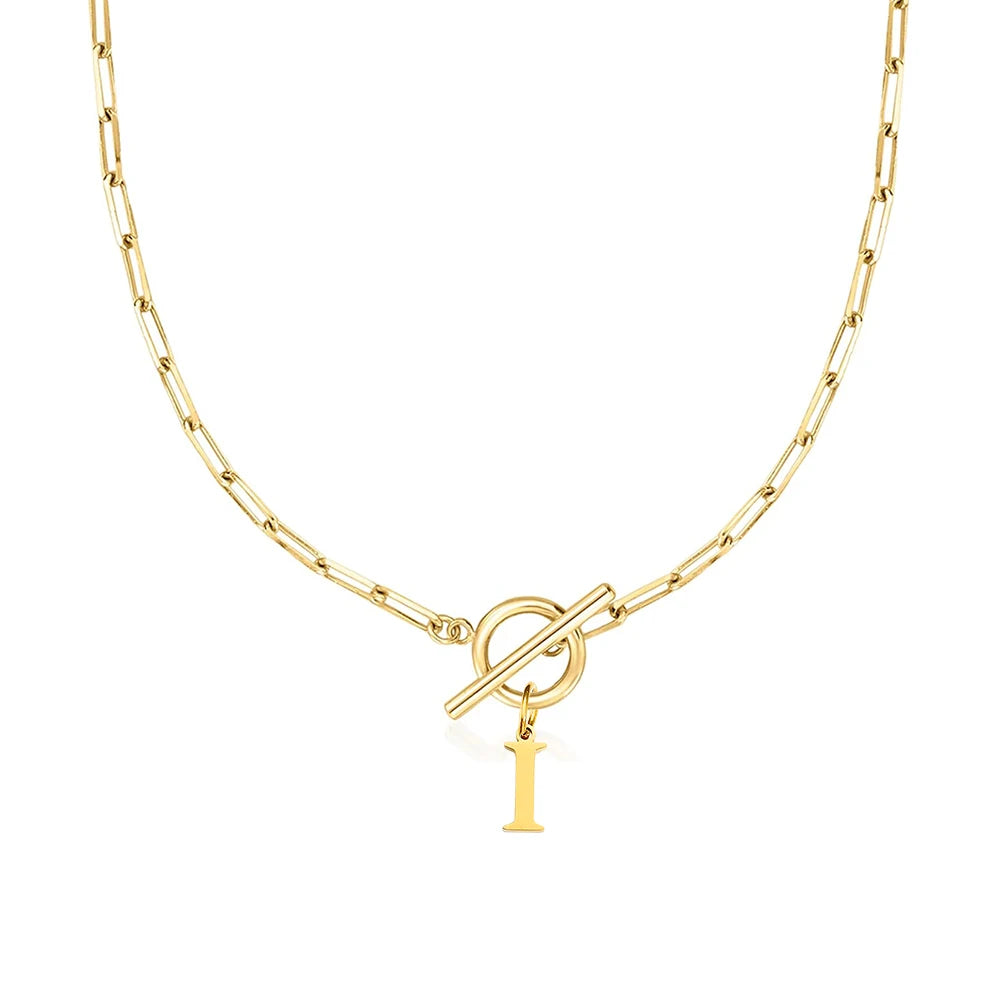 Halsband paper clip kedja och bokstav