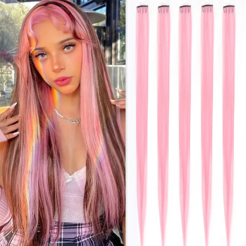 Hair extensions färgade slingor