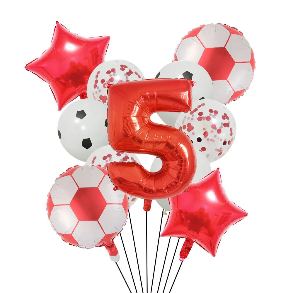 Ballong set med siffra och fotbolls motiv