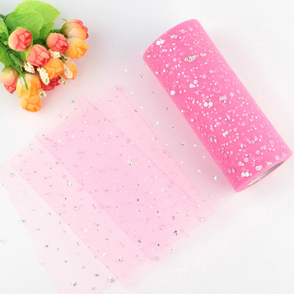 Tulle fabric with glitter sequins 
