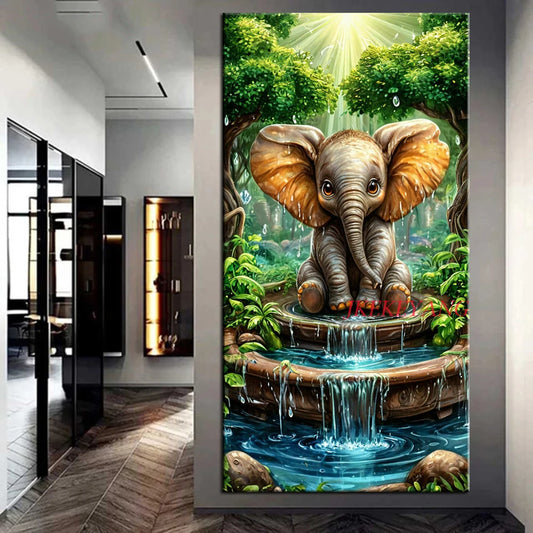 Stor Diamantmålning med söt elefant
