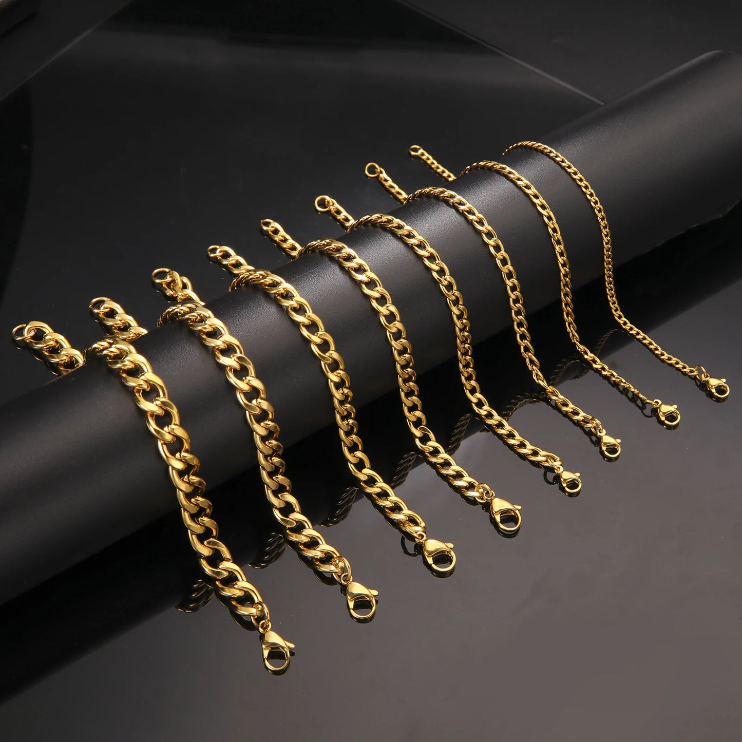 Armband 3-10mm Curb  och Figaro kedja