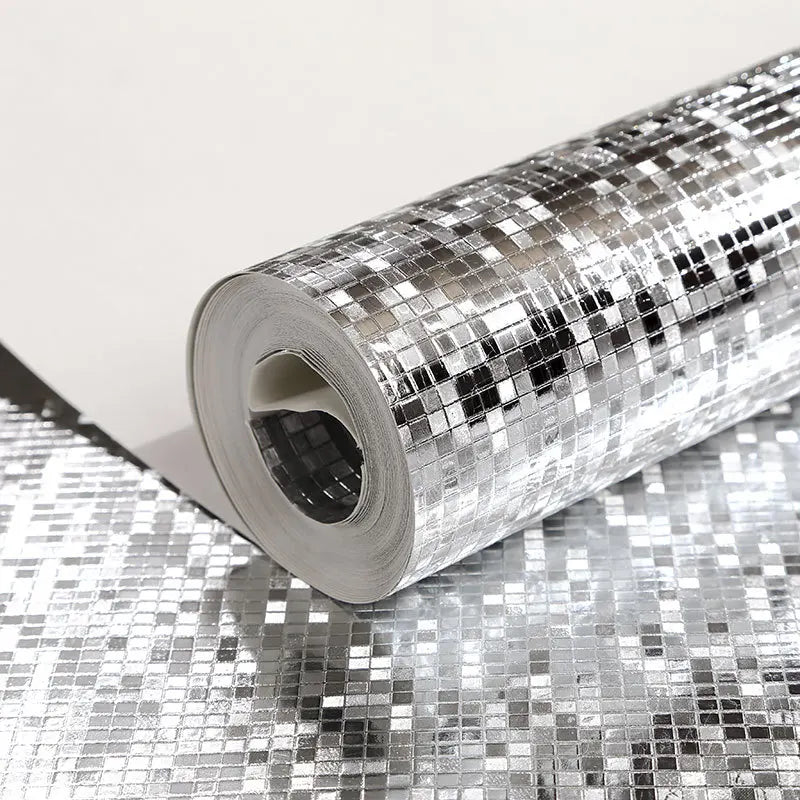 Tapet med spegel Mosaik silver/guld