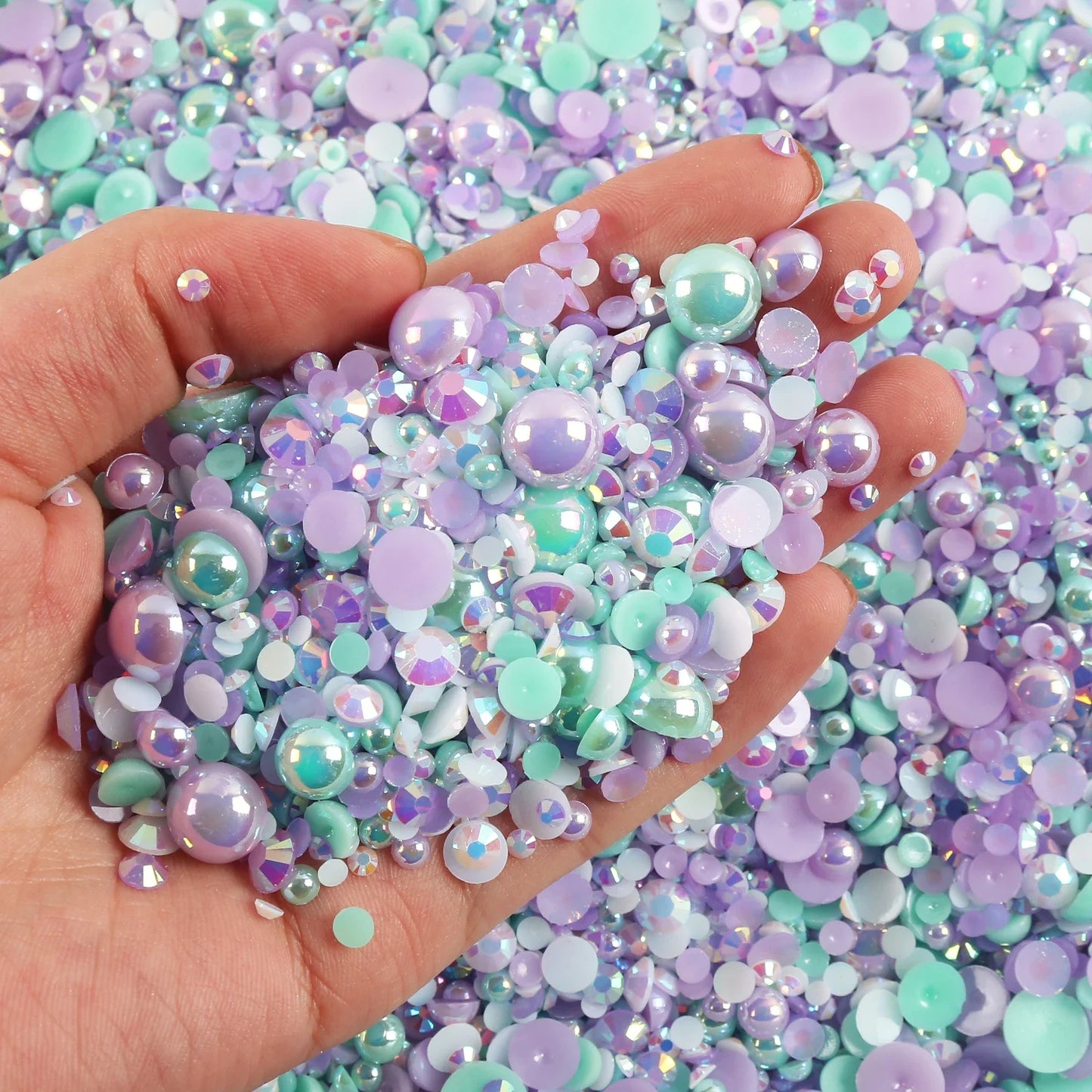 Mixed sizes and colors with Flatback beads