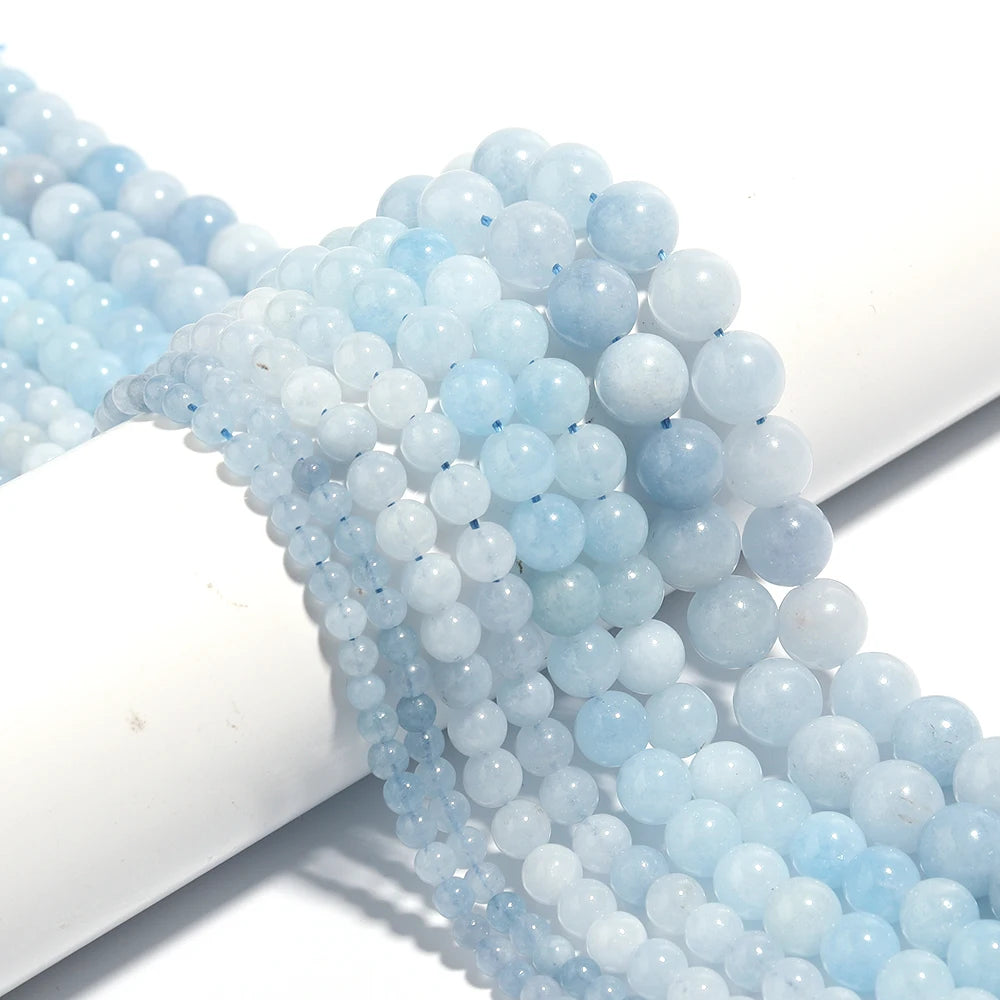Natural Aquamarine ädelsten pärlor