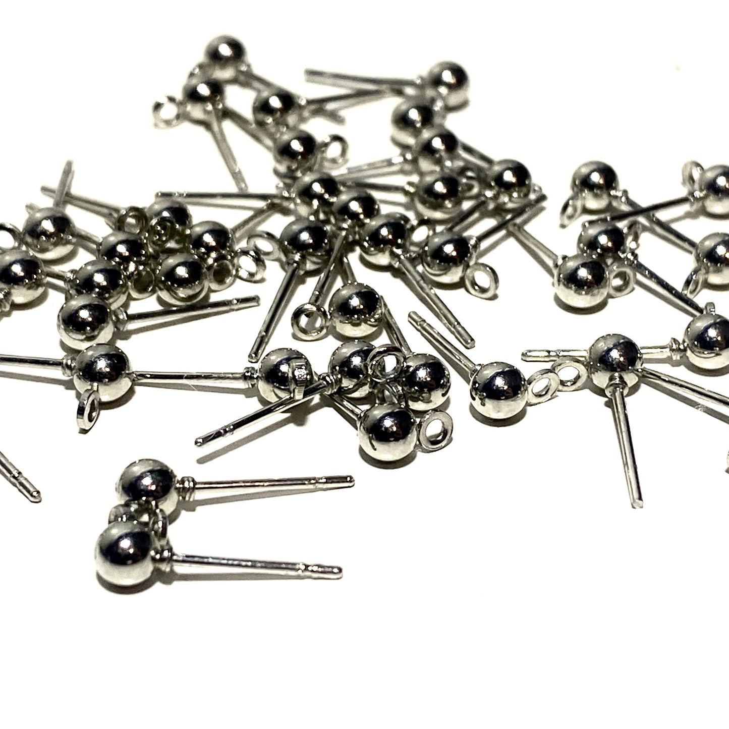 Silver ear stud with loop