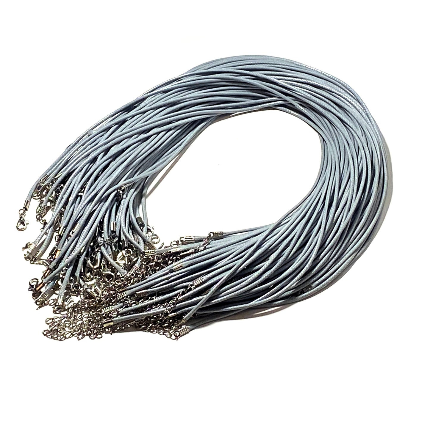 Finished necklaces waxed cord Light gray/Light brown