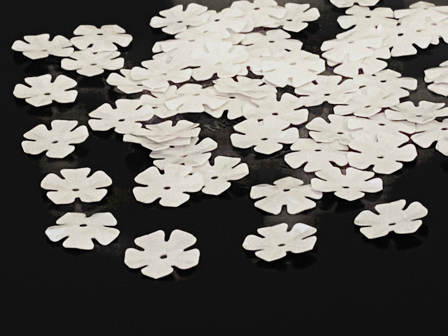 Sequins - Flowers White