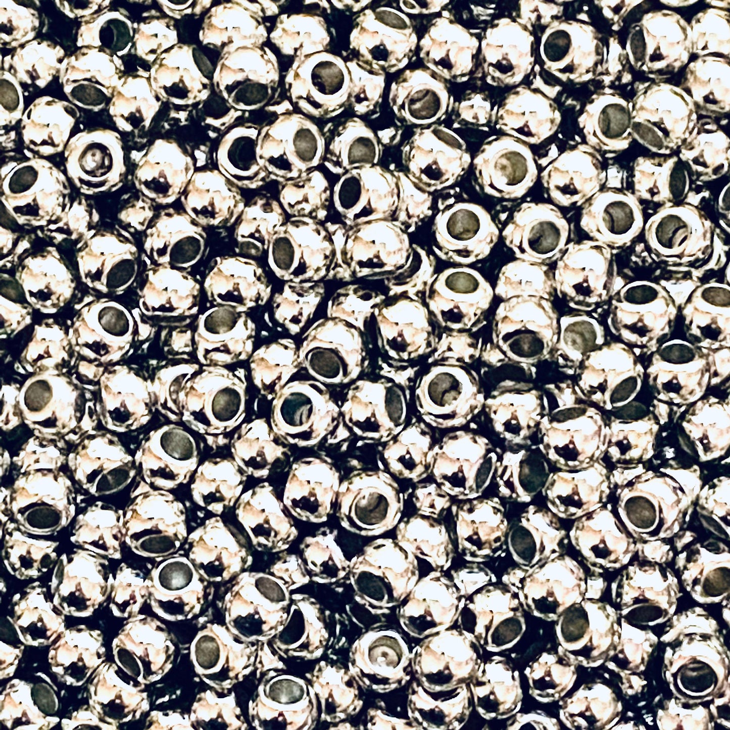 Plastic Beads Silver Rondelles